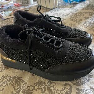 Kenneth Cole Reaction Cari Faux Fur Jewel Jogger Sneaker WIDE WIDTH